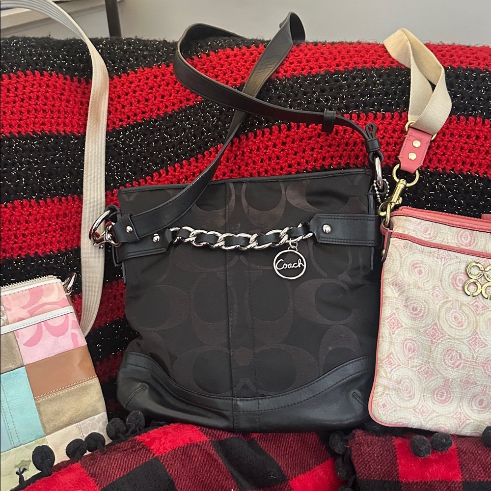 Coach Signature Optic Chain Shoulder Bag / Crossbody 2012 EUC